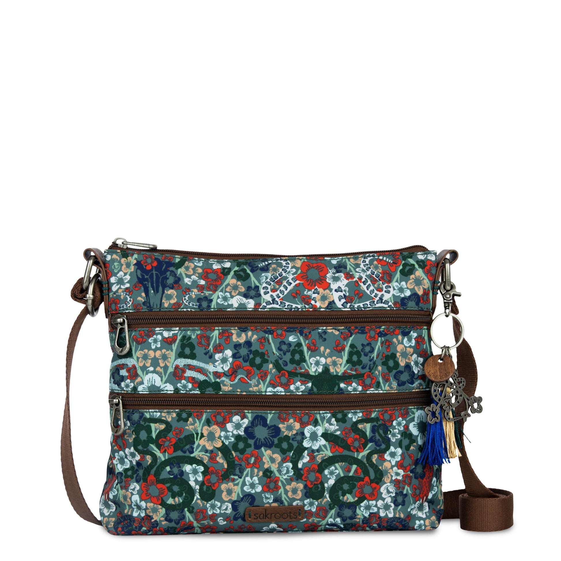 Sakroots Basic Crossbody EcoTwill - |Emerald Mojave Garden|