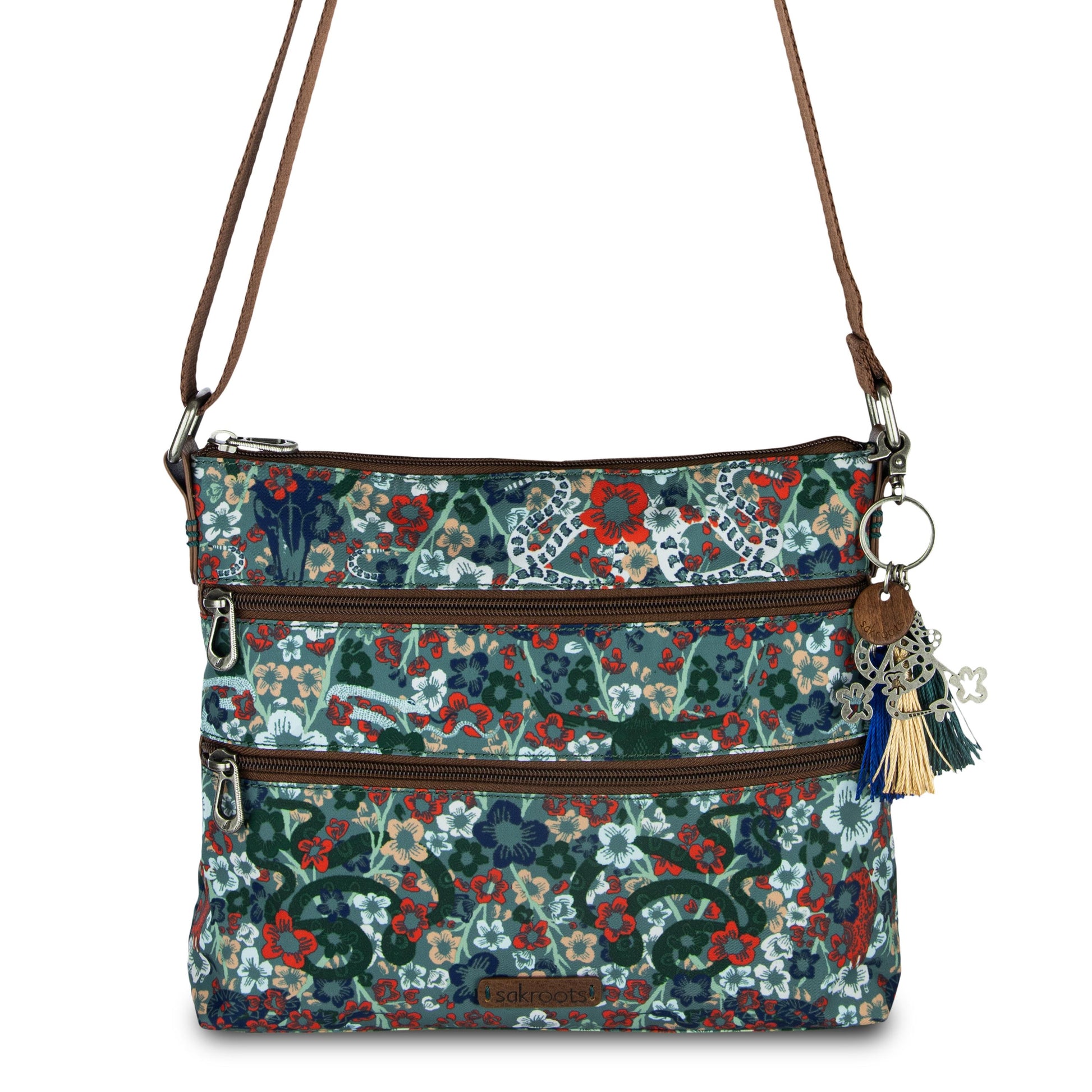 Sakroots Basic Crossbody EcoTwill - |Emerald Mojave Garden|
