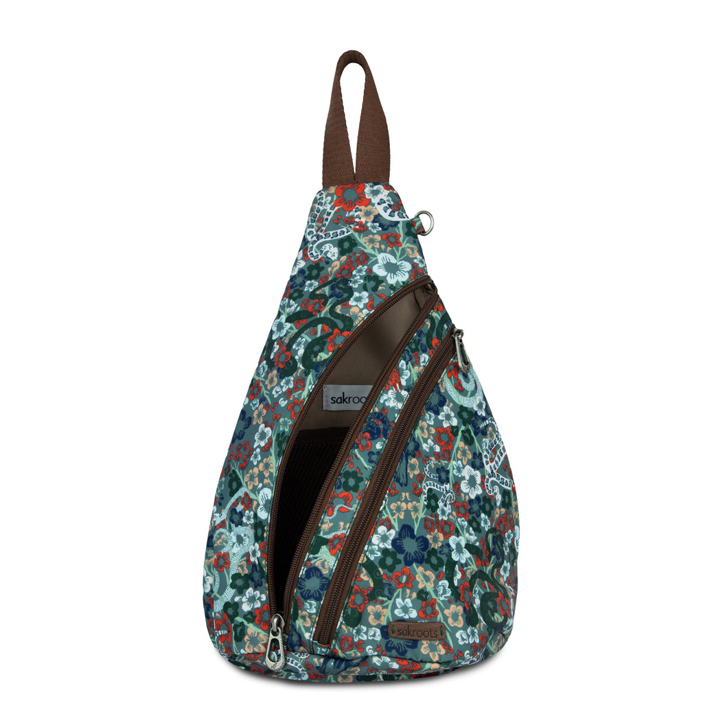 Sakroots On The Go Sling Backpack - EcoTwill - Emerald Mojave Garden