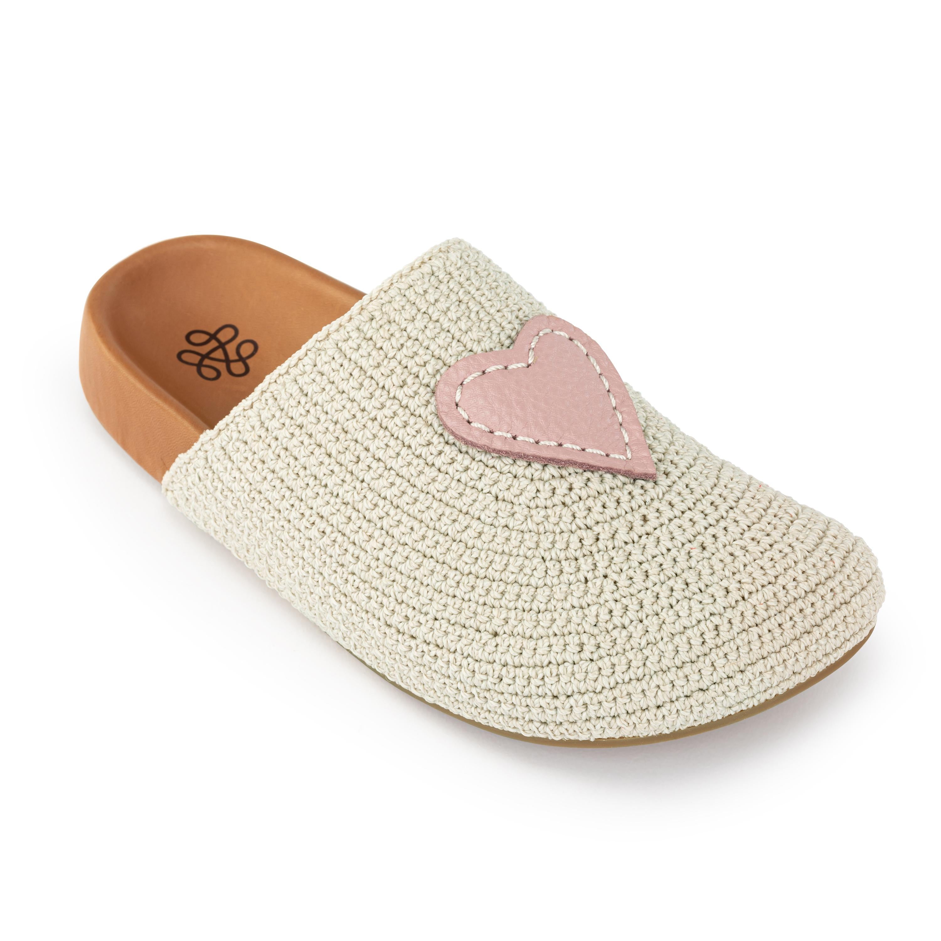 The Sak Bolinas Clog - Hand Crochet - Ecru Rosewood Heart
