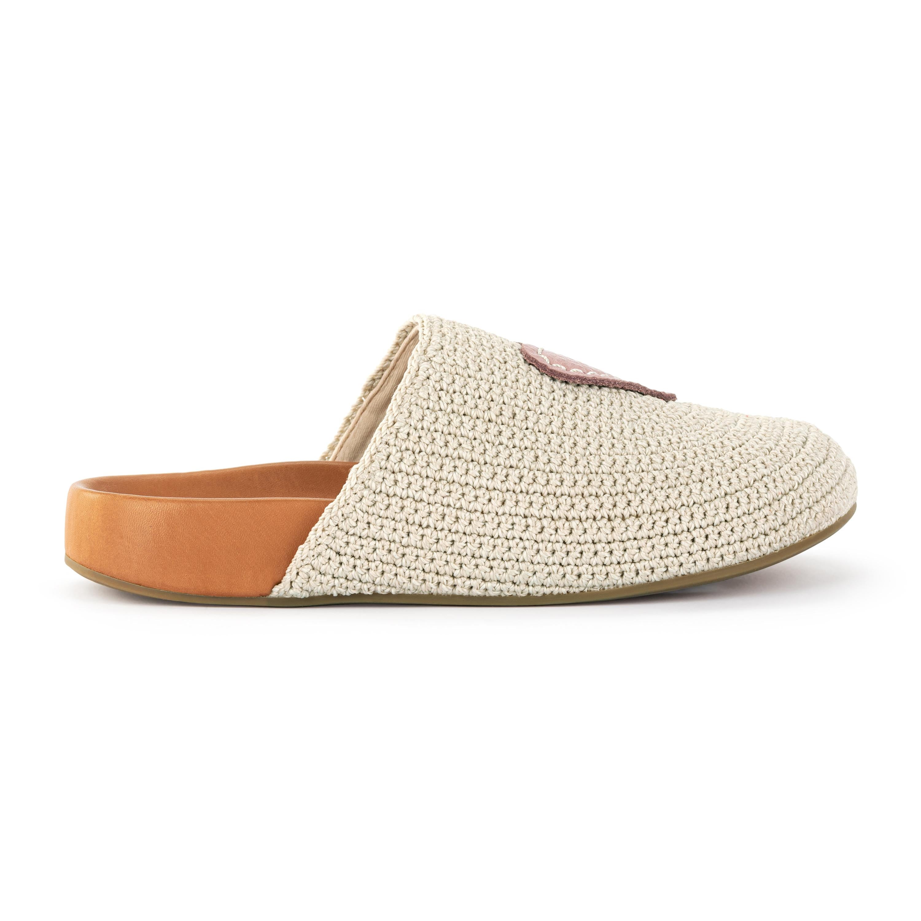 The Sak Bolinas Clog - Hand Crochet - Ecru Rosewood Heart