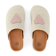 Bolinas Clog - Hand Crochet - Ecru Rosewood Heart