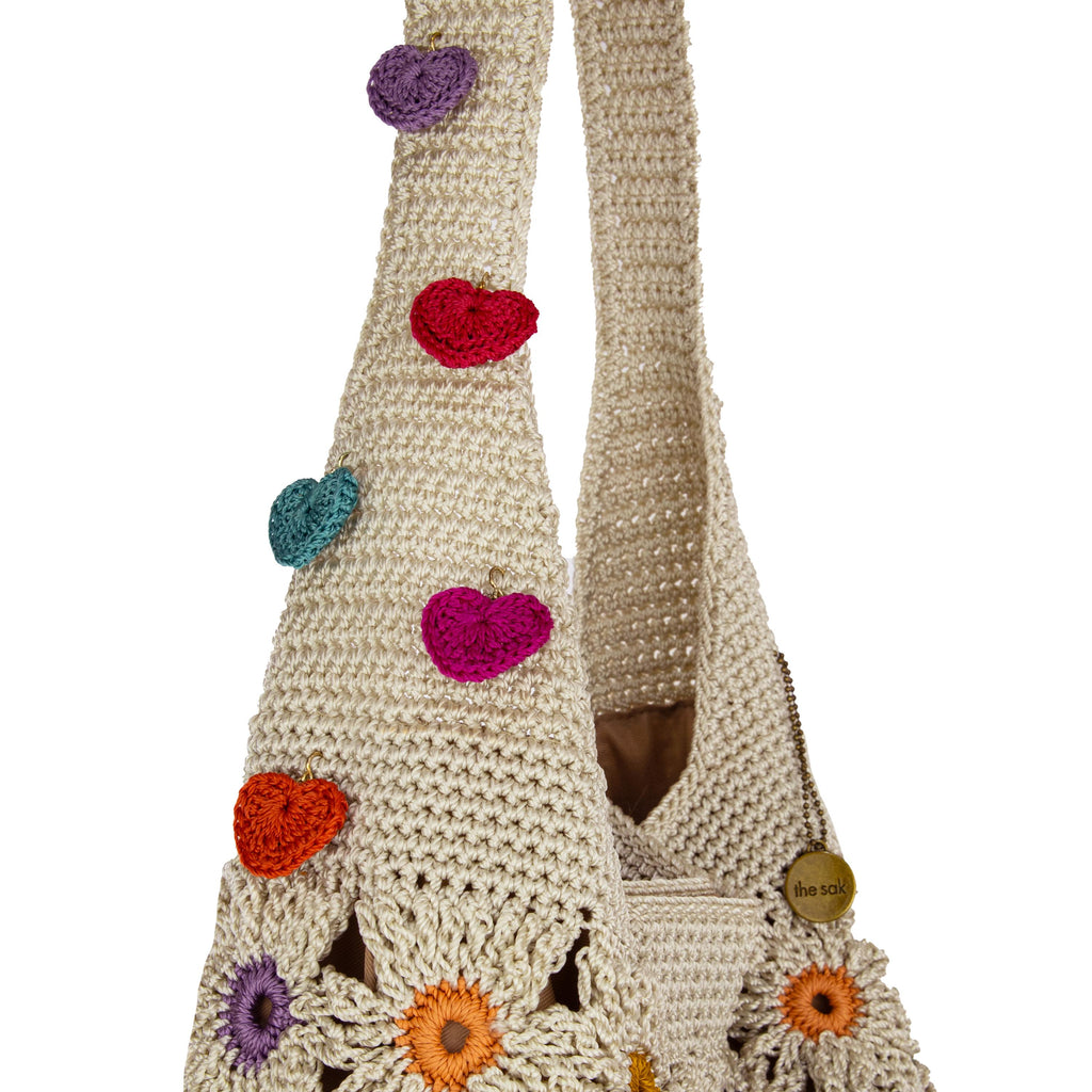 The Sak 120 Hobo - Hand Crochet - Natural Multi Flowers
