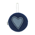 The Sak Circle Coin Pouch - Hand Crochet - Denim Maritime Heart