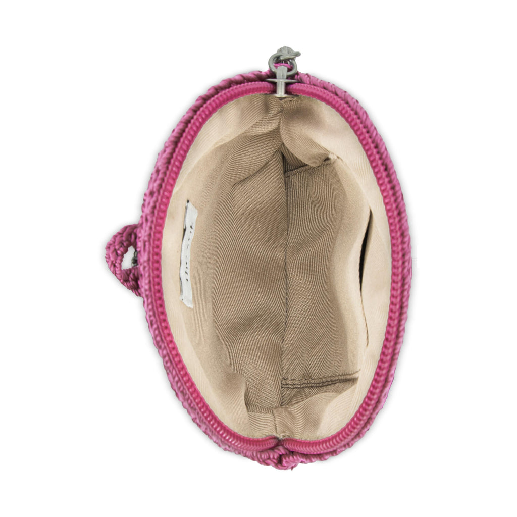 The Sak Circle Coin Pouch - Hand Crochet - Radiant Orchid Aubergine Heart