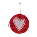 The Sak Circle Coin Pouch - Hand Crochet - Scarlet Rosewood Heart