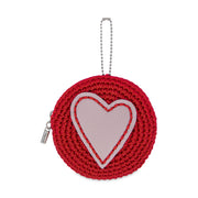 Circle Coin Pouch - Hand Crochet - Scarlet Rosewood Heart