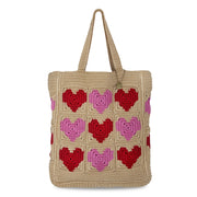 Lanie Market Tote - Hand Crochet - Bamboo Heart