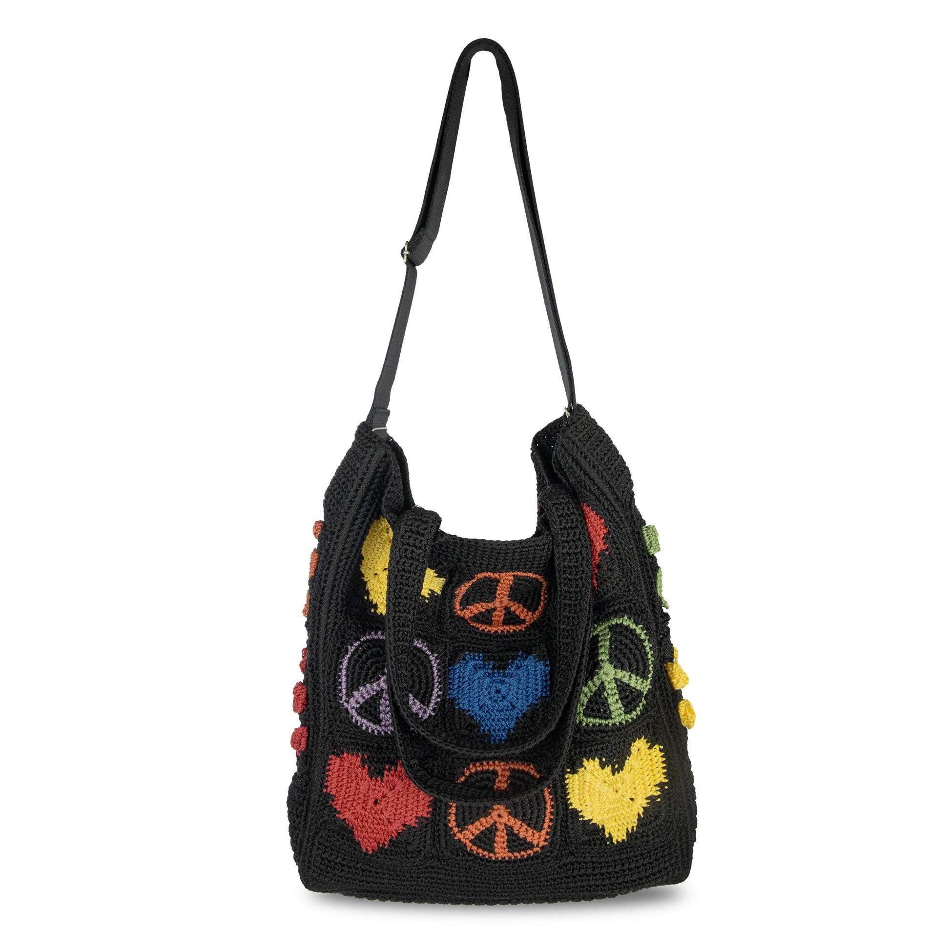 The Sak Lanie Market Tote Crochet - |Black Peace And Love|