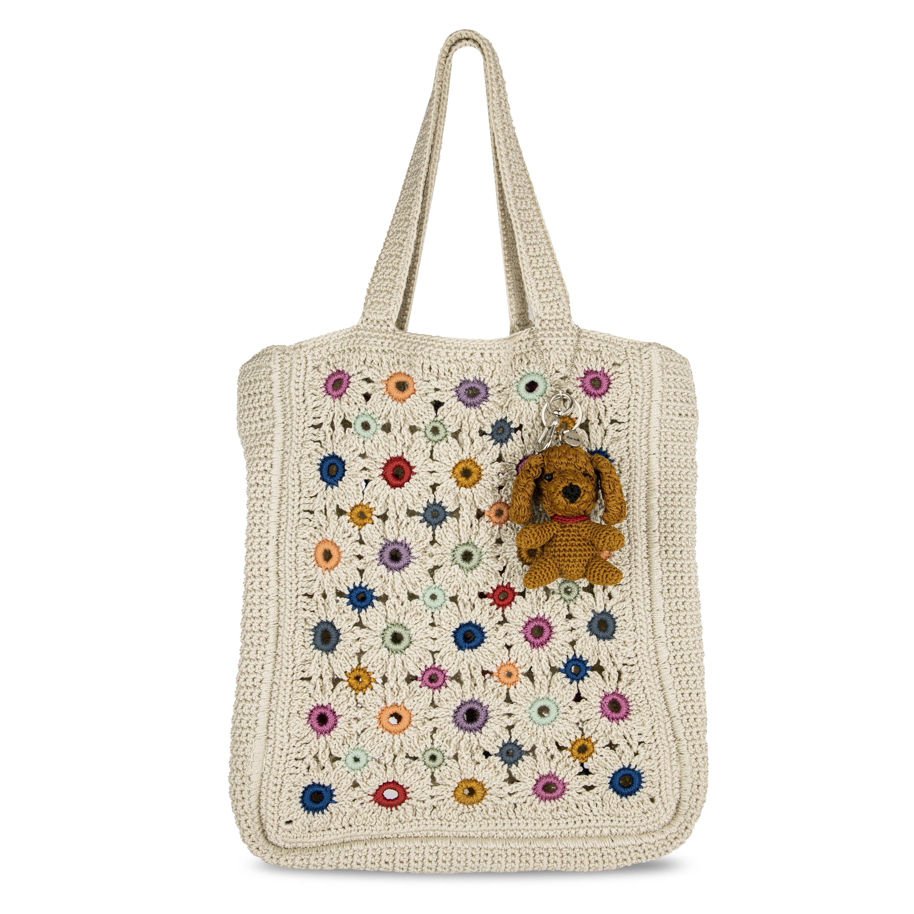 The Sak Lanie Market Tote - Hand Crochet - Natural Multi Flowers