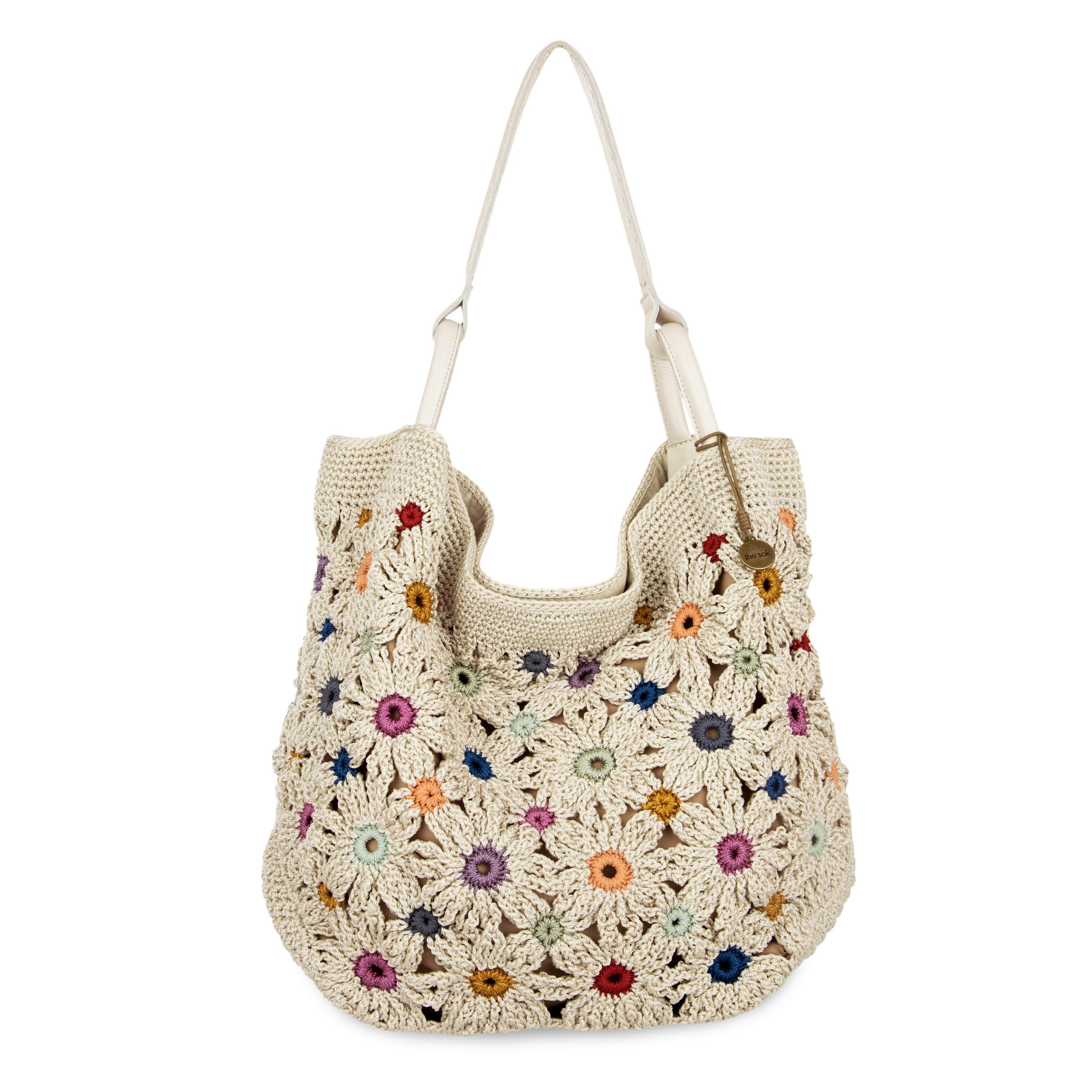 The Sak Los Feliz Large Tote - Hand Crochet - Natural Multi Flowers