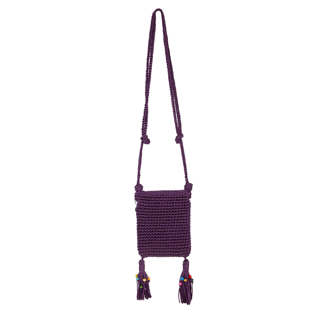 The Sak Demi Micro Bag - Hand Crochet - Aubergine XO