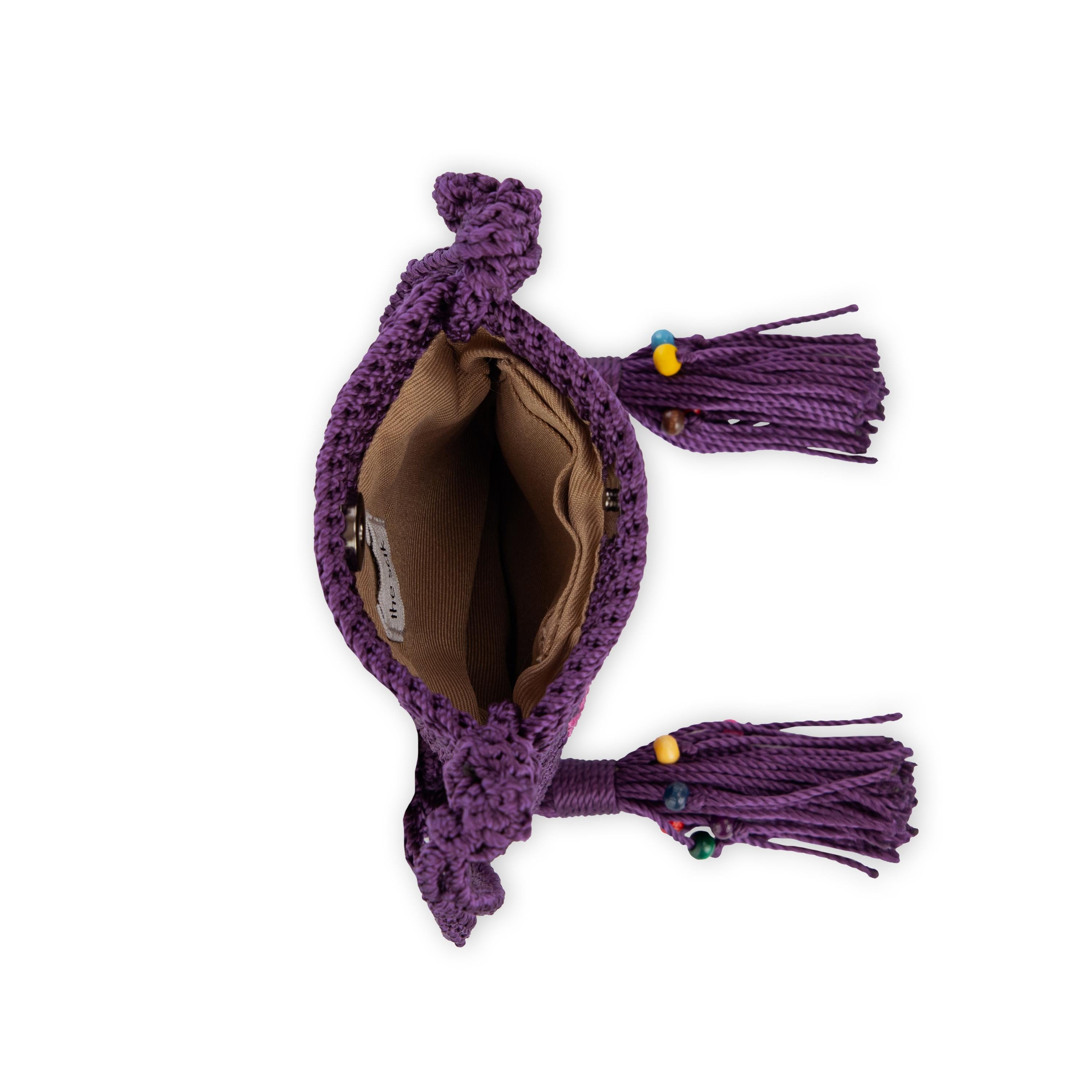The Sak Demi Micro Bag - Hand Crochet - Aubergine XO