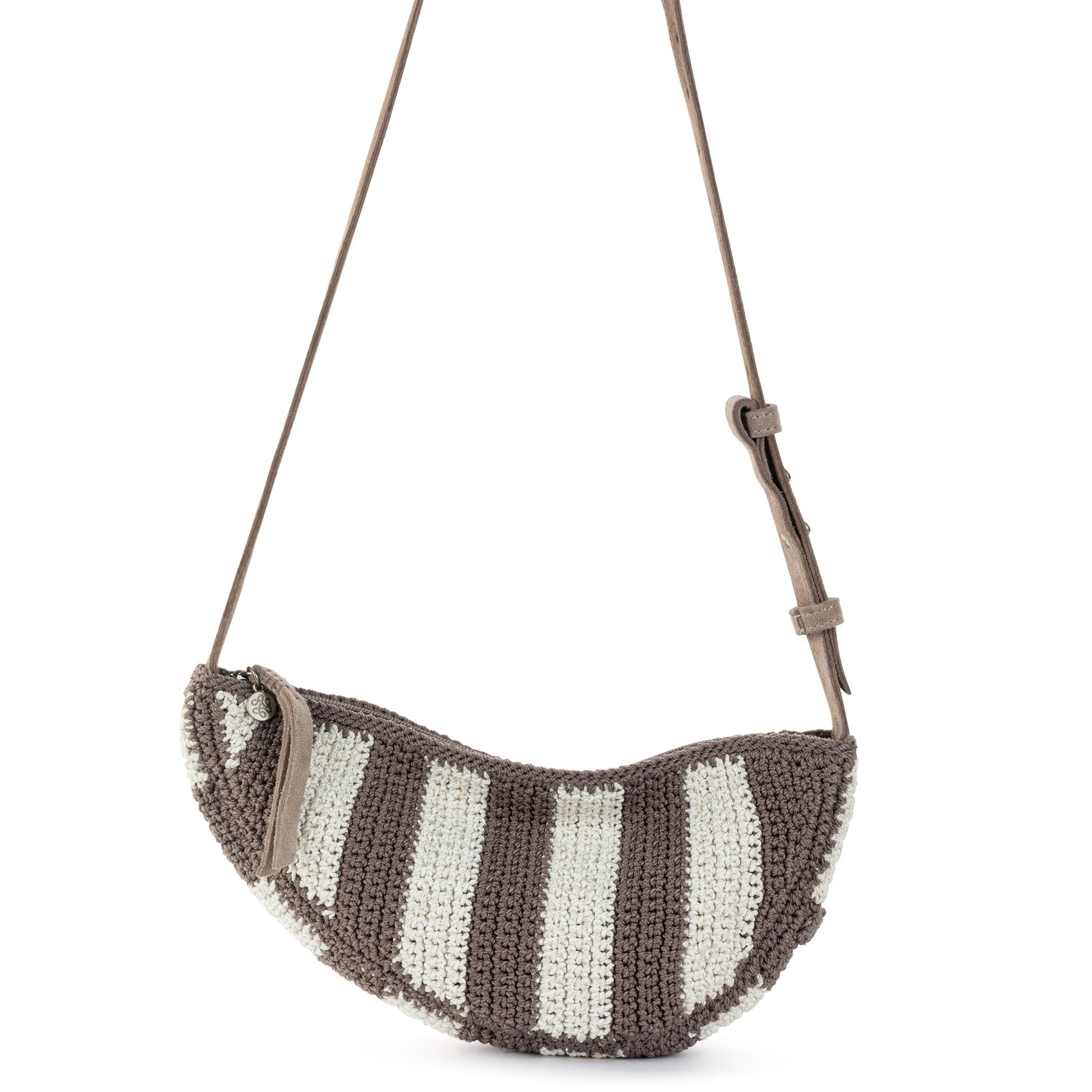 The Sak Tess Sling Bag Crochet - |Mushroom Stripe|