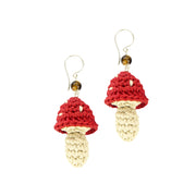 Cyrus Charm Earrings - Hand Crochet - Red Mushroom