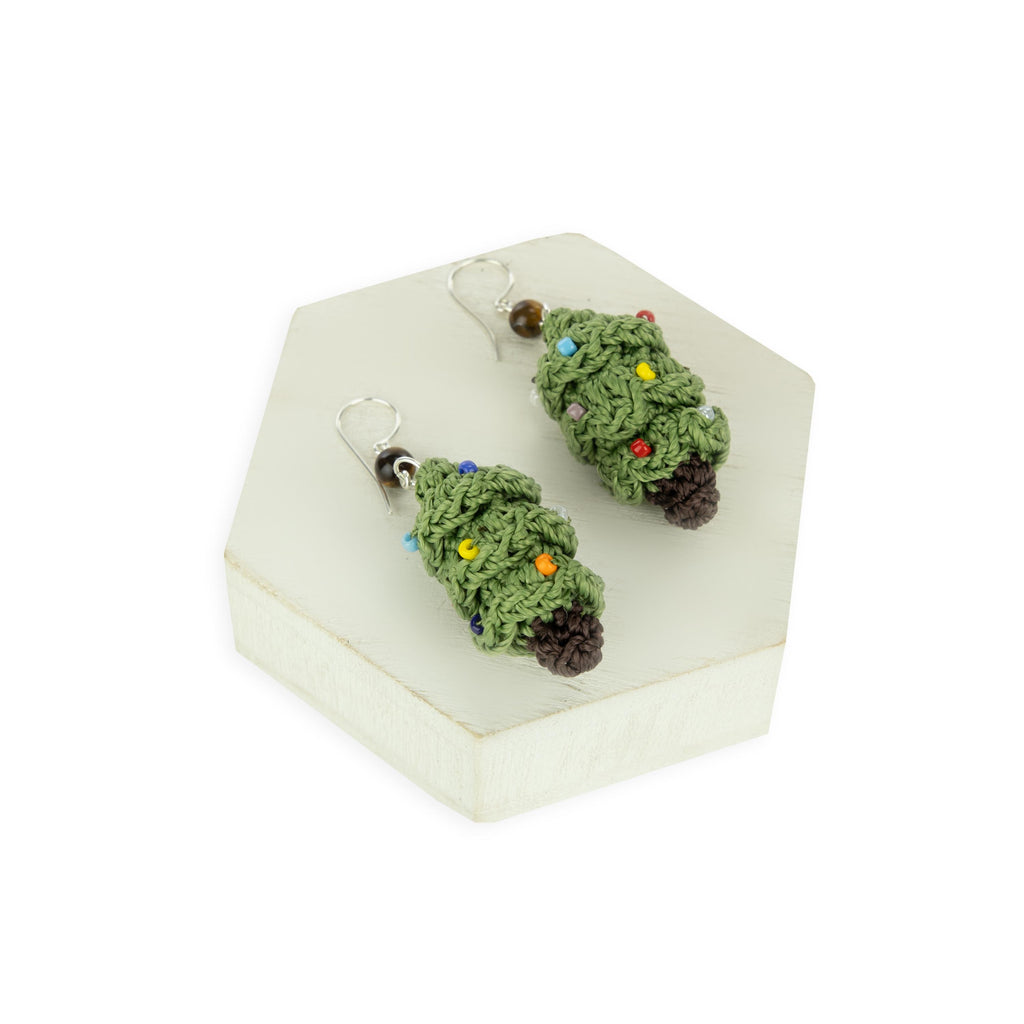 The Sak Cyrus Charm Earrings - Hand Crochet - Christmas Tree