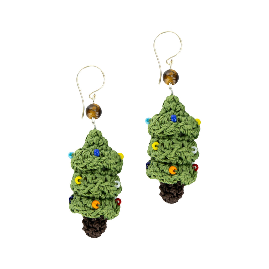 The Sak Cyrus Charm Earrings - Hand Crochet - Christmas Tree