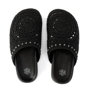 Bolinas Clog - Hand Crochet - Black Medallion
