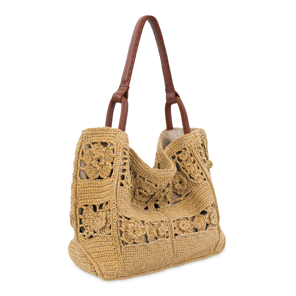 The Sak Los Feliz Large Tote - Hand Crochet - Natural Tonal Flower