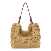 Los Feliz Large Tote - Hand Crochet - Natural Tonal Flower