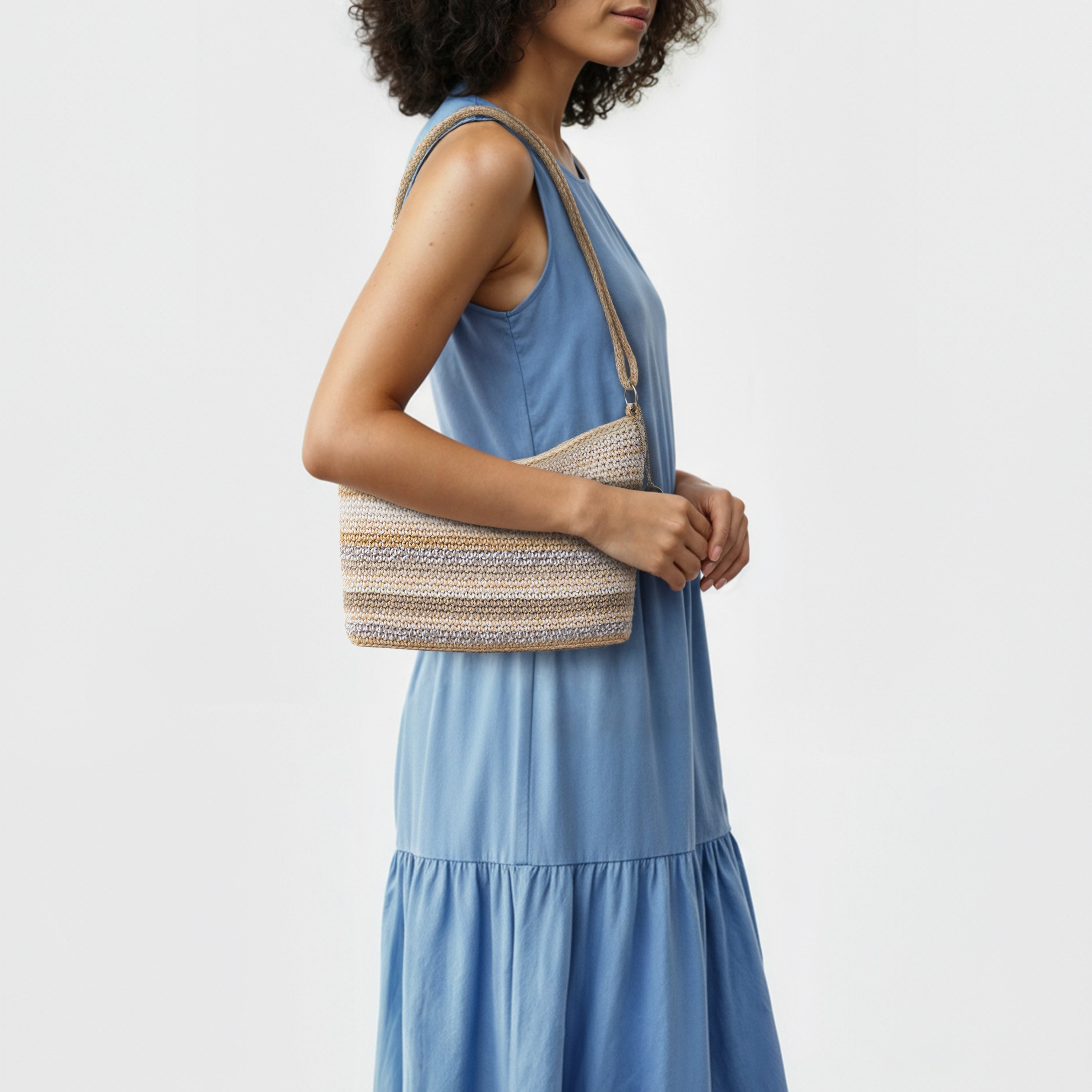 The Sak Lumi Crossbody - Hand Crochet - Sand Stripe