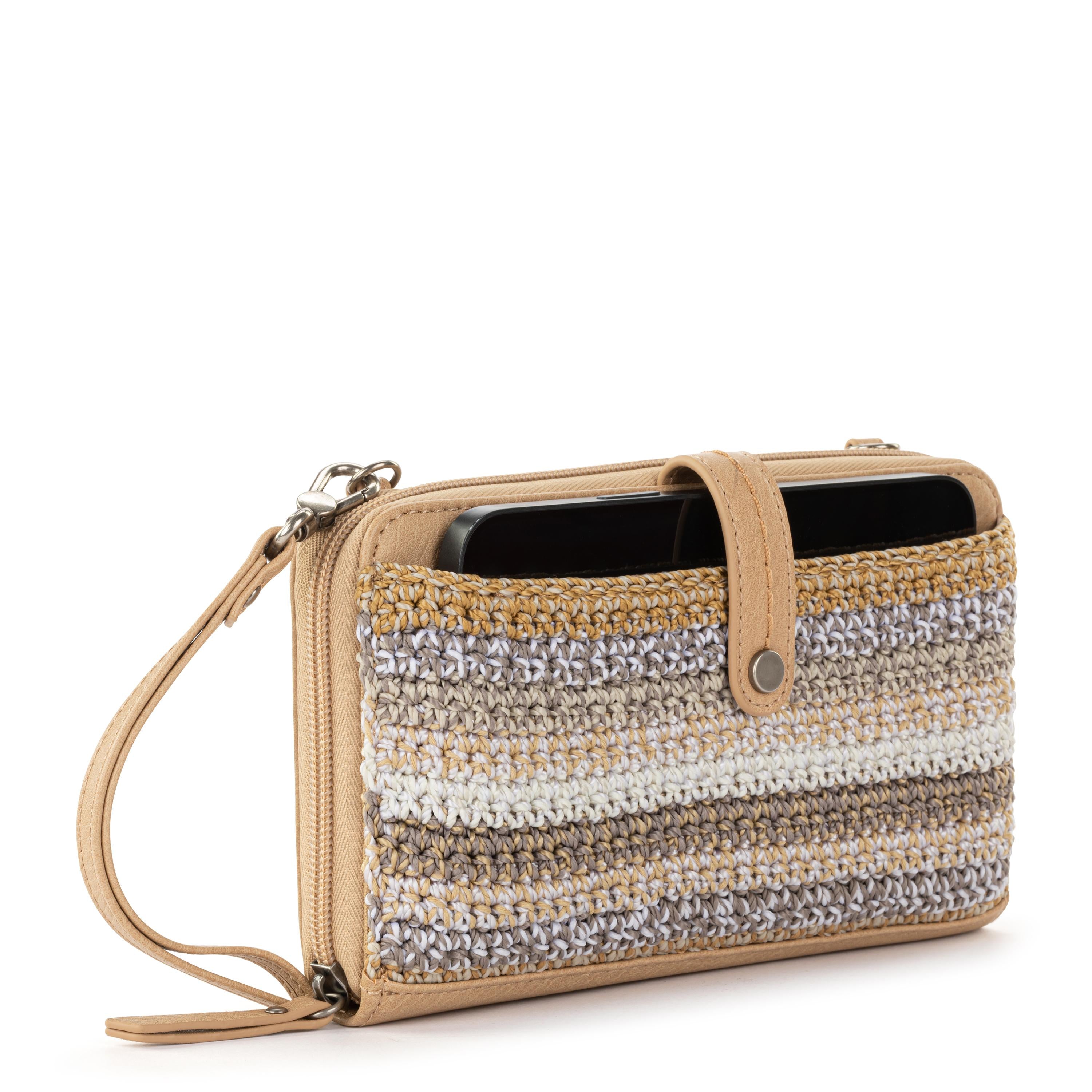 The Sak Iris Smartphone Wallet - Hand Crochet - Sand Stripe
