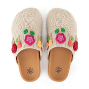 Bolinas Clog - Hand Crochet - Flower Ecru