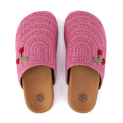 Bolinas Clog - Hand Crochet - Pink Cherries