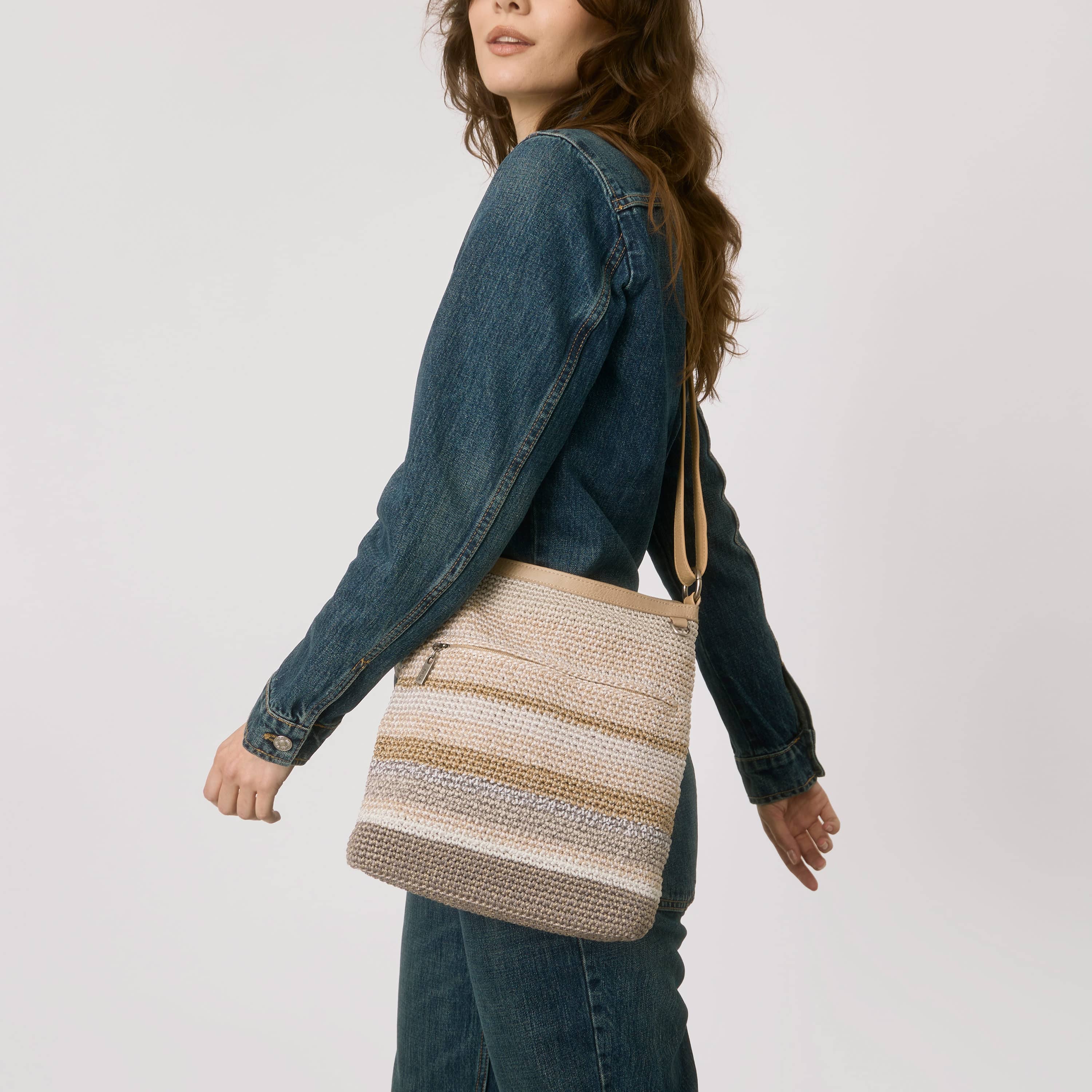 The Sak Lucia Crossbody - Hand Crochet - Sand Stripe