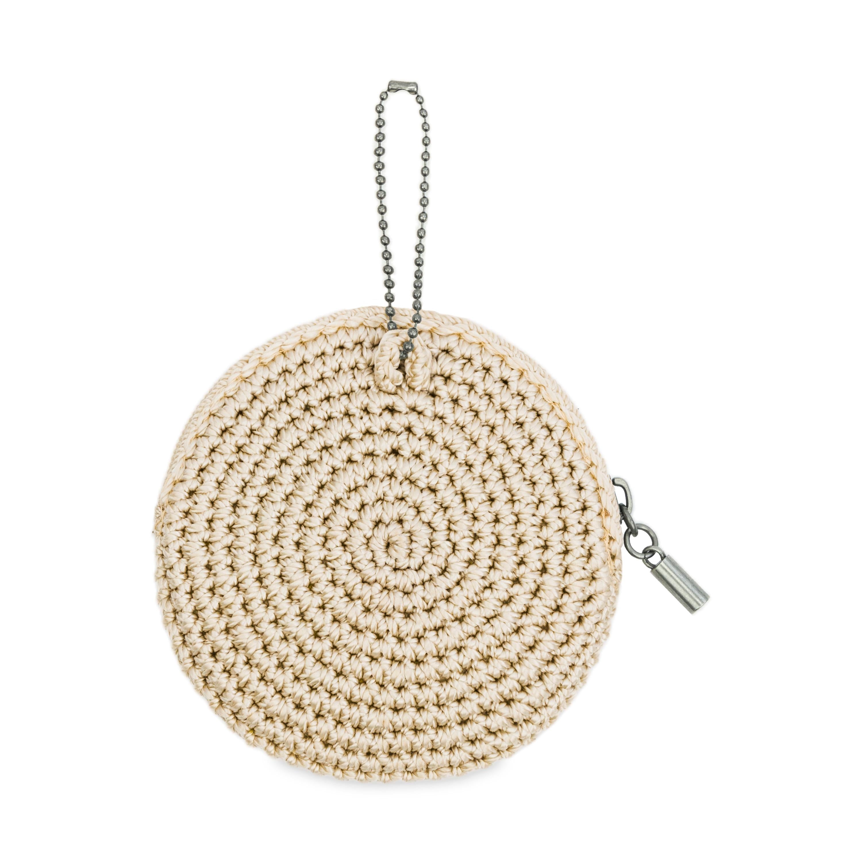 The Sak Circle Coin Pouch - Hand Crochet - Natural Buttercup Flower