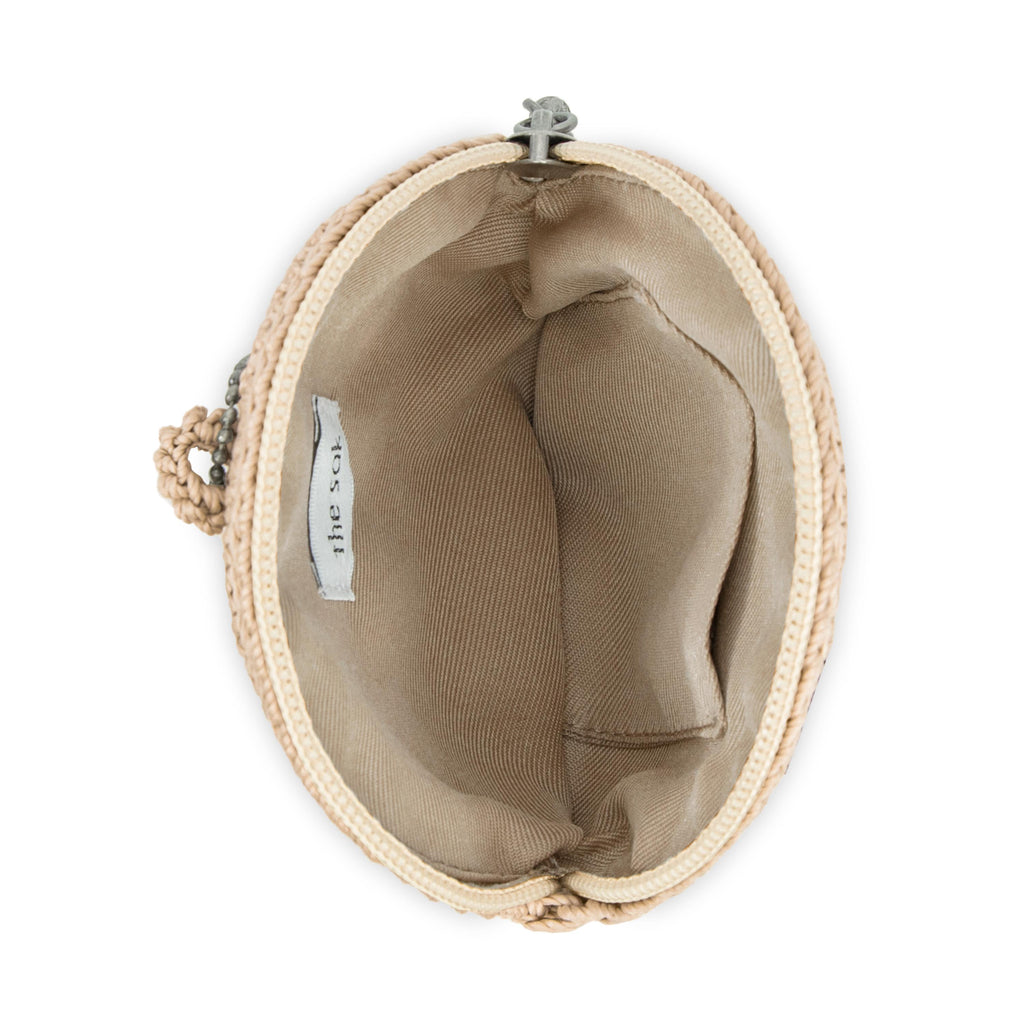 The Sak Circle Coin Pouch - Hand Crochet - Natural Buttercup Flower