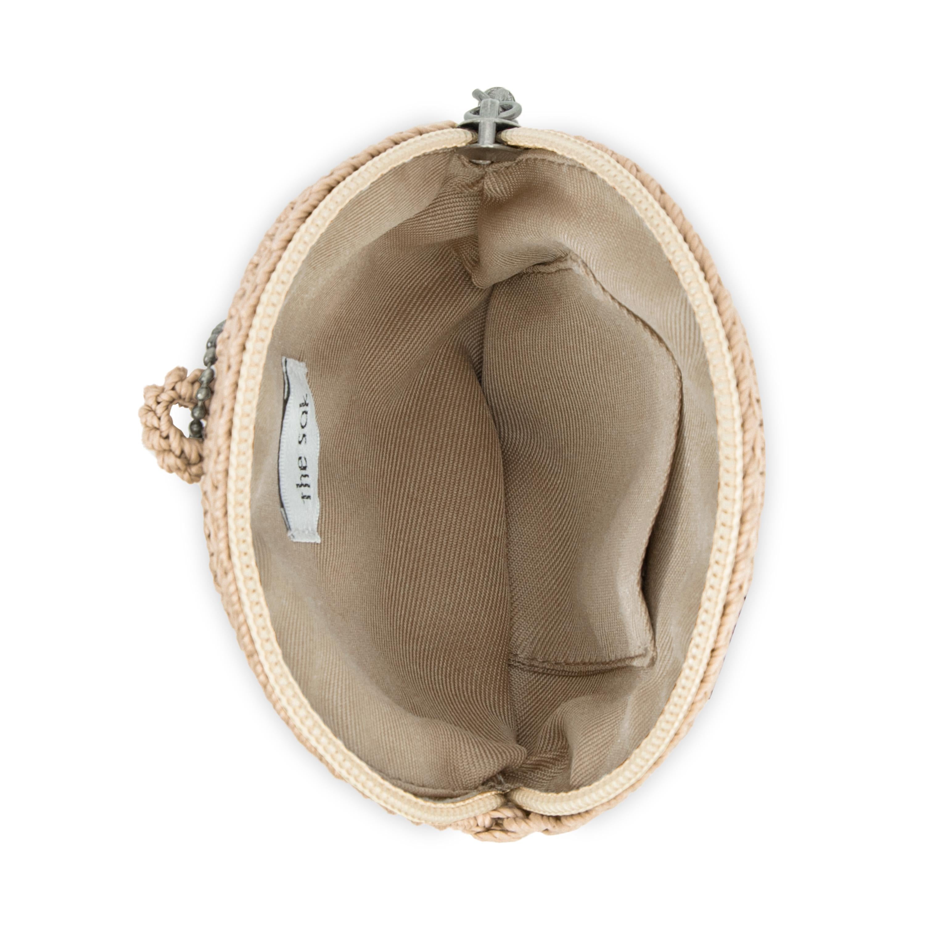 The Sak Circle Coin Pouch - Hand Crochet - Natural Buttercup Flower