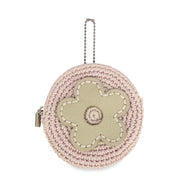 Circle Coin Pouch - Hand Crochet - Pink Sand Flower