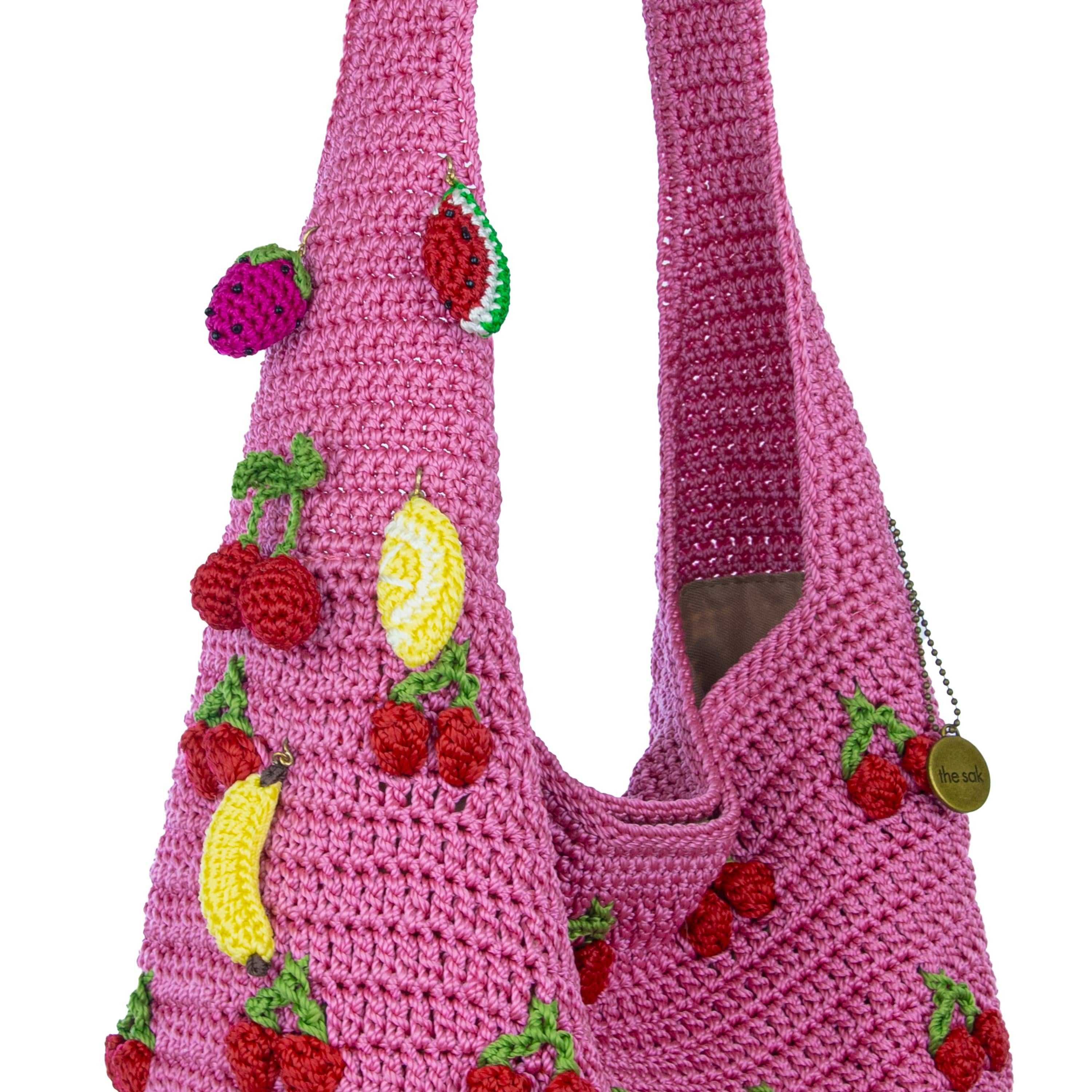 The Sak 120 Hobo - Hand Crochet - Pink Cherries