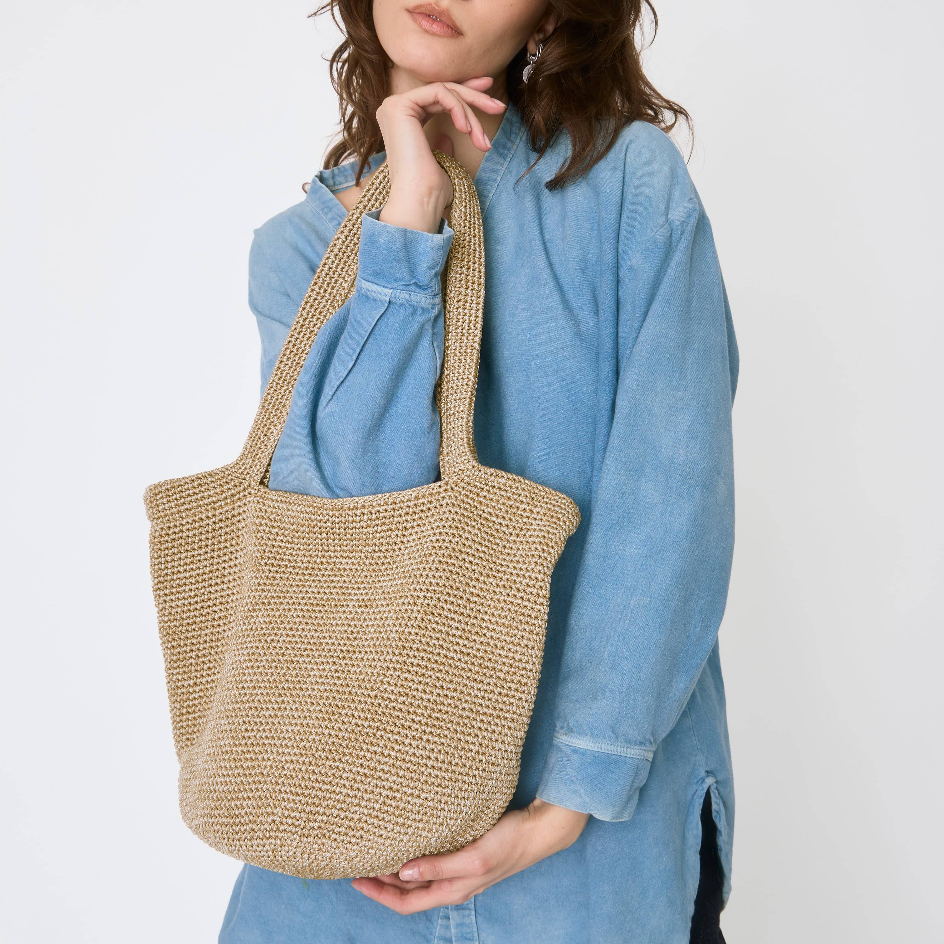 The Sak 120 Tote - Hand Crochet - Bamboo Static