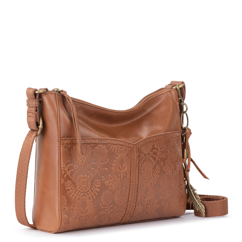 The Sak Alameda Crossbody - Leather - Tobacco Floral Embossed