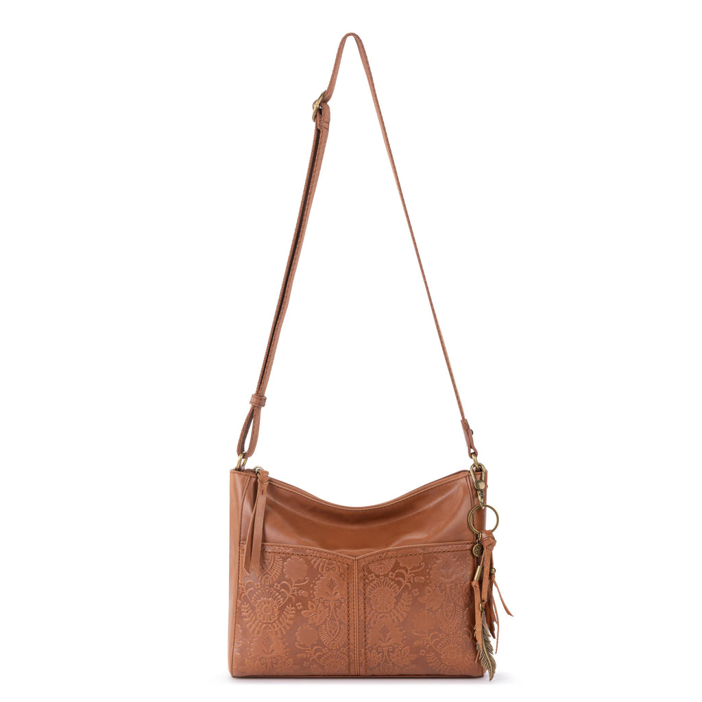 The Sak Alameda Crossbody - Leather - Tobacco Floral Embossed