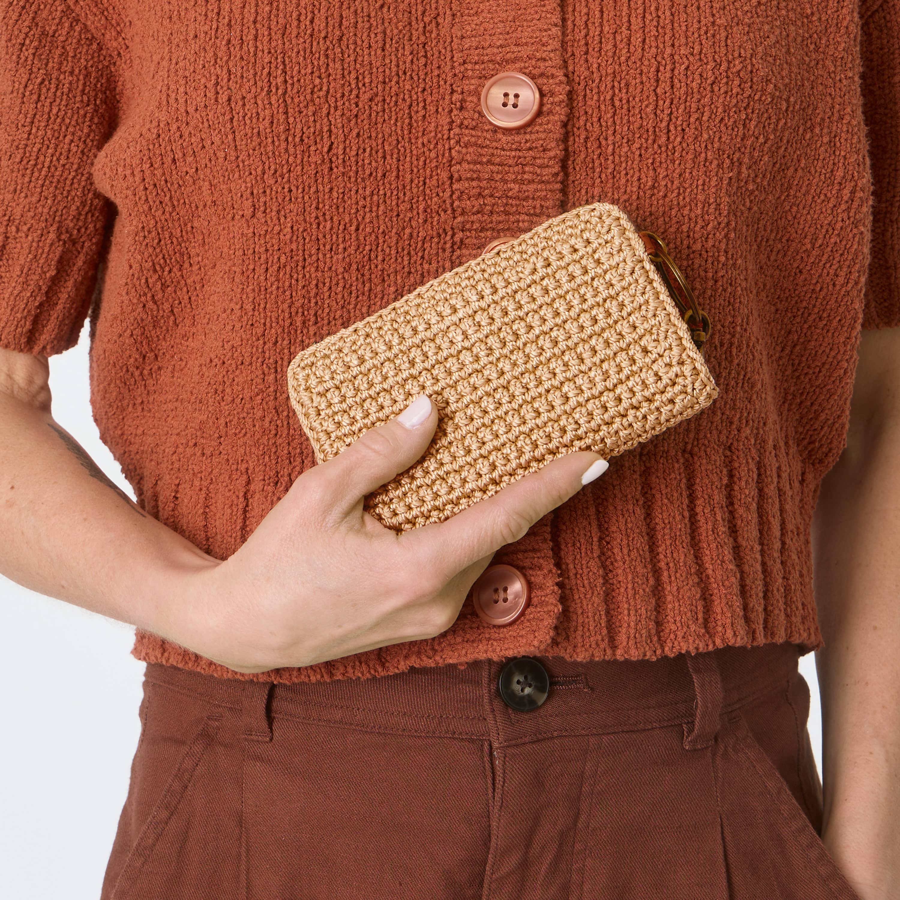 The Sak Encino Essential Wallet - Hand Crochet - Bamboo