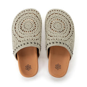 Bolinas Clog - Hand Crochet - Natural Grey Medallion
