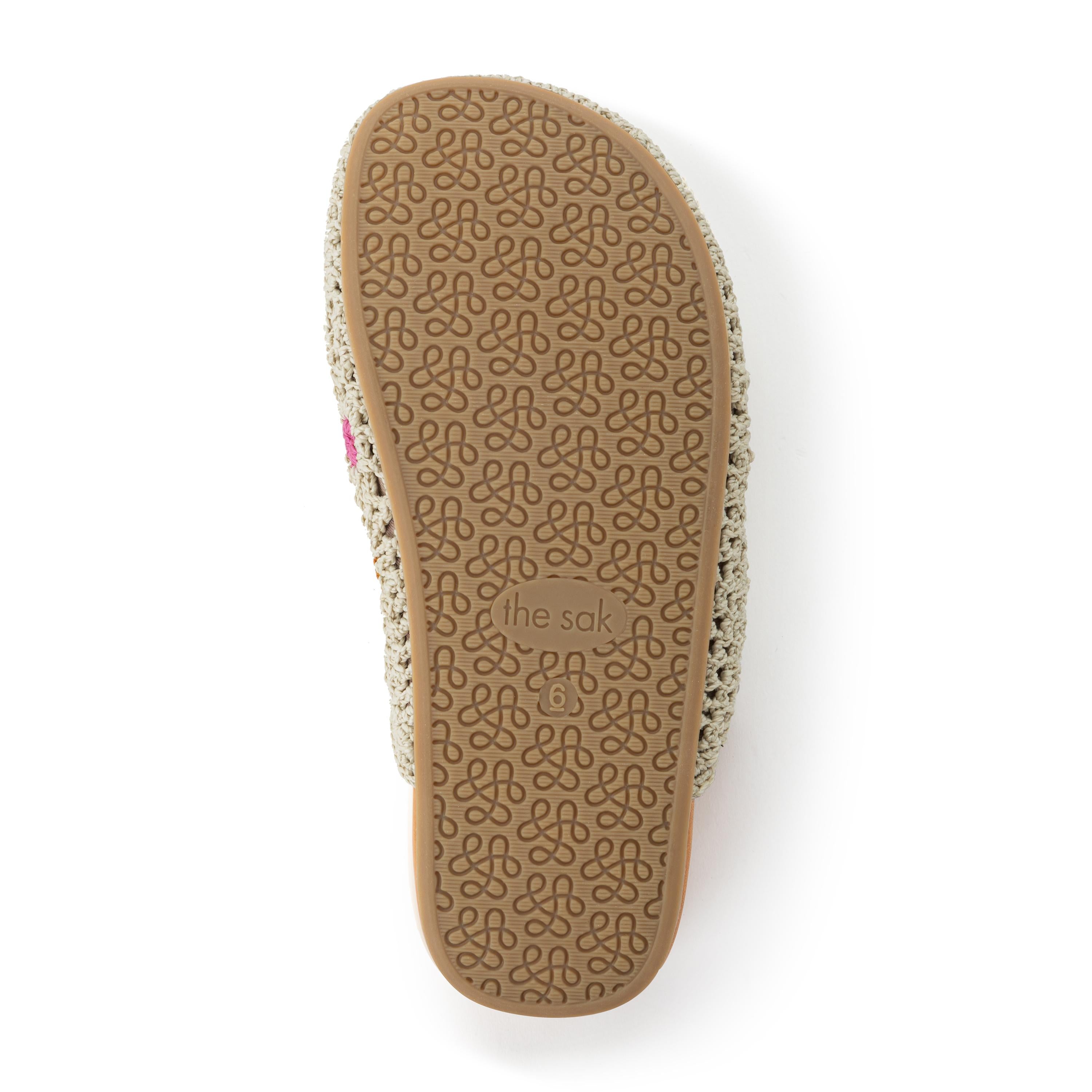 The Sak Bolinas Clog - Hand Crochet - Natural Grey Multi Flowers