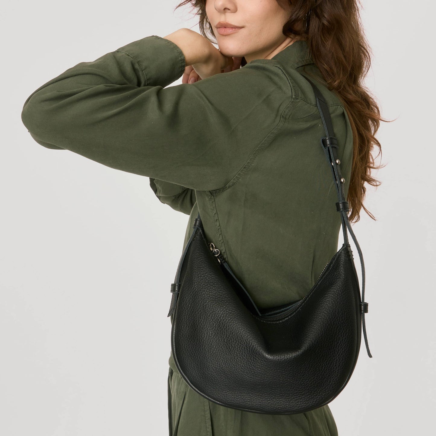 The Sak Tess Crescent Shoulder Bag - Leather - Black