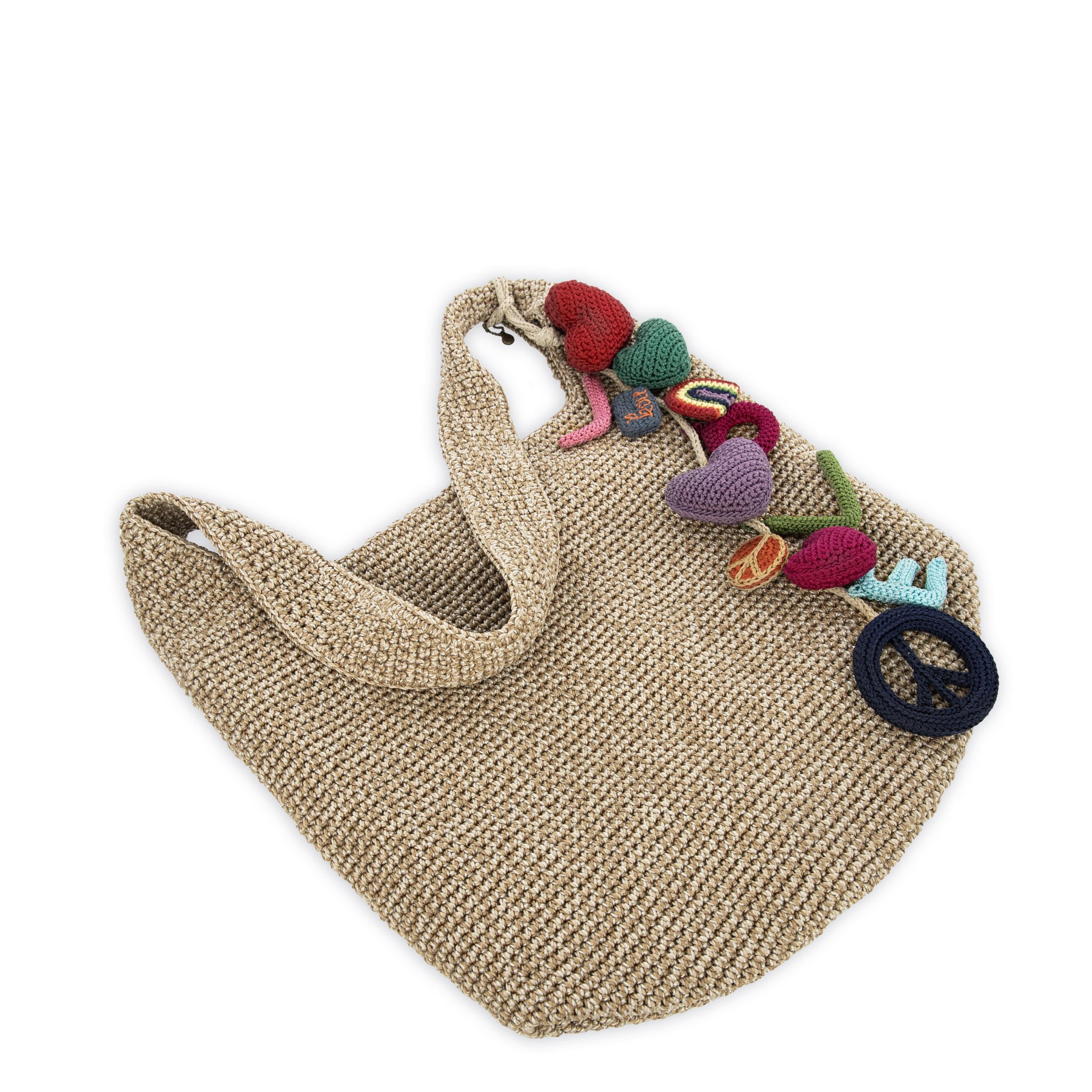 The Sak 120 Hobo - Hand Crochet - Bamboo Static Peace Love