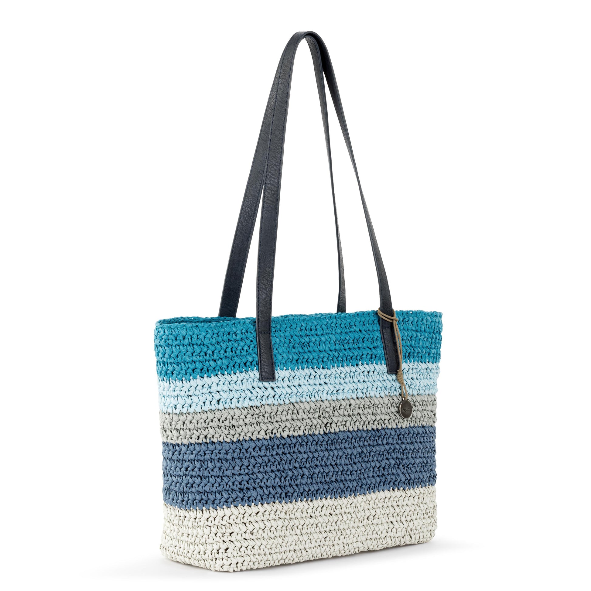 The Sak Melrose Shoulder Tote Straw - Ocean Stripe