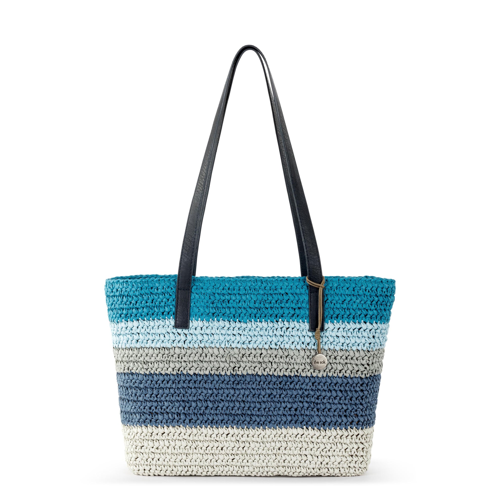 The Sak Melrose Shoulder Tote Straw - Ocean Stripe
