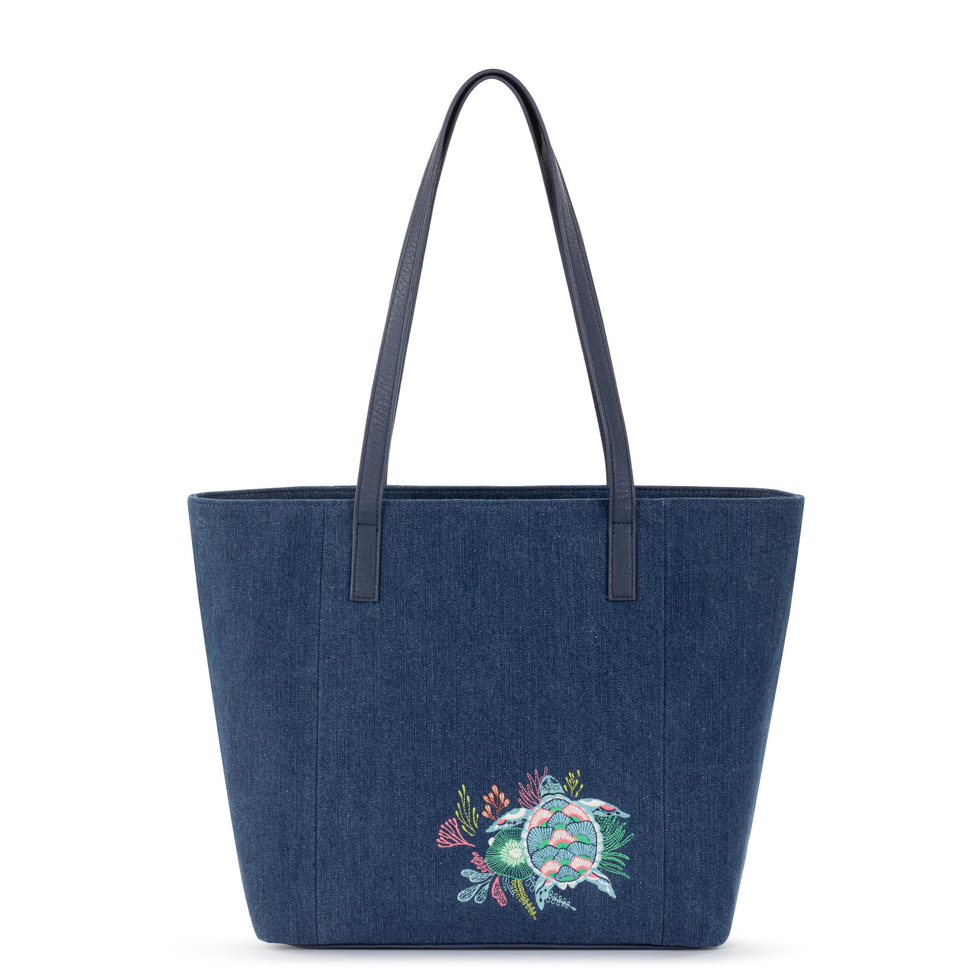 The Sak Melrose Shoulder Tote Denim - Reef Seascape Embroidery