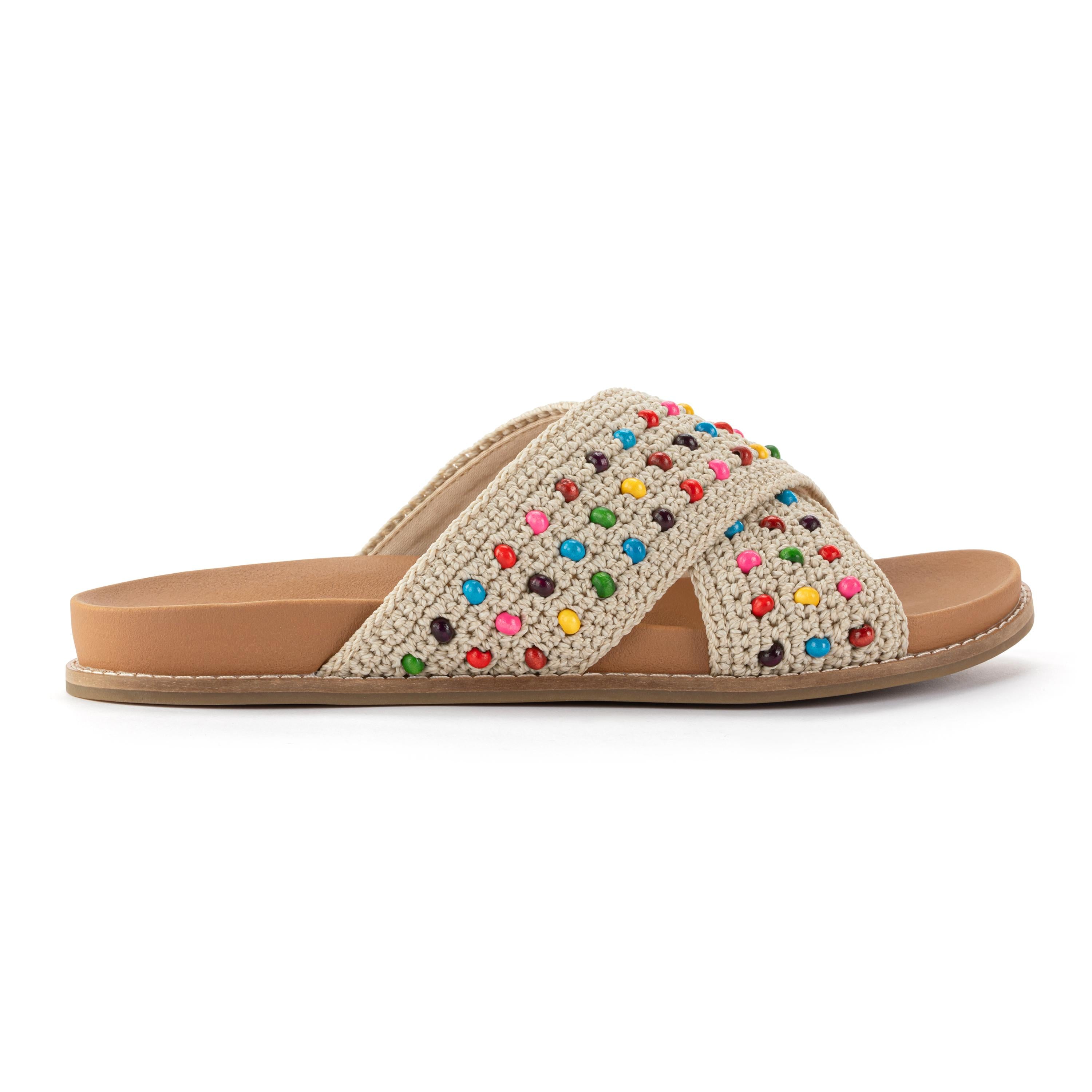 The Sak Penelope Sandal - Hand Crochet - Ecru Multi Beads