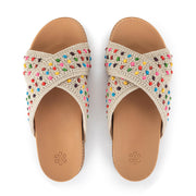 Penelope Sandal - Hand Crochet - Ecru Multi Beads