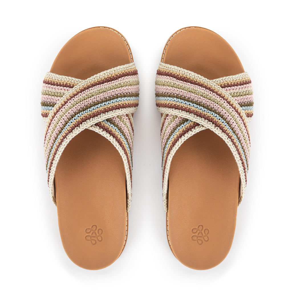 The Sak Penelope Sandal - Hand Crochet - Pink Multi Stripe
