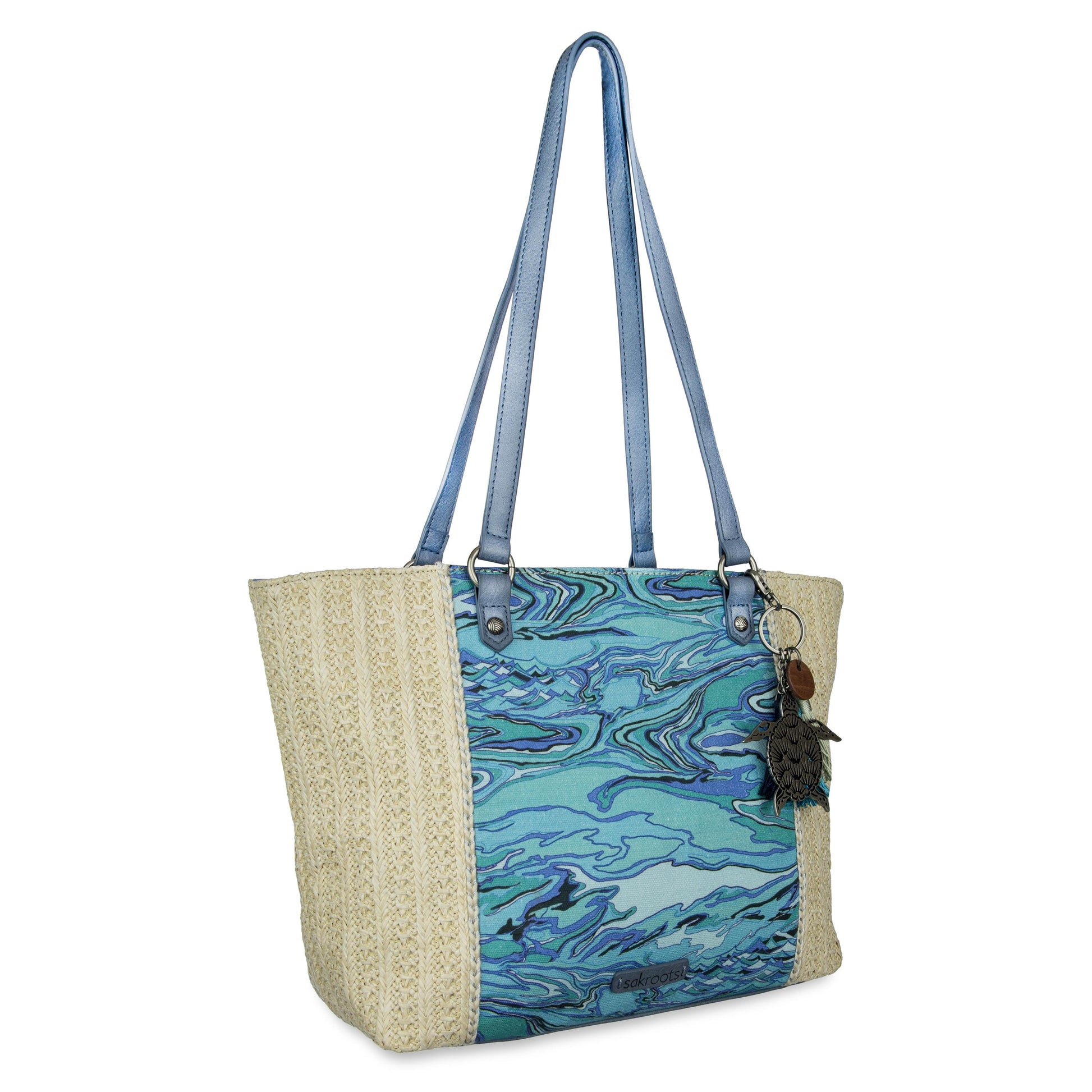 Sakroots Metro Tote Straw - Reef Water Nation