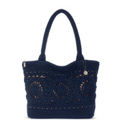 Crafted Classic Carryall - Hand Crochet - Denim Medallion